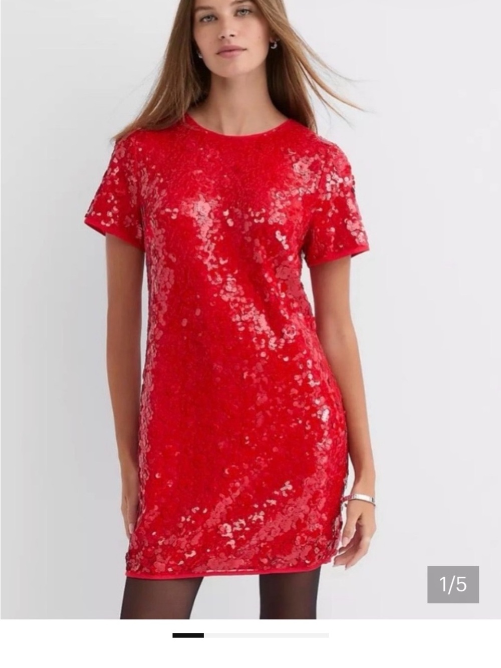 LOFT Red Sequin Short Sleeve Tunic Dress NWOT